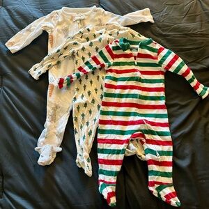 Multiple Festive Striped and Tree Patterned Footie